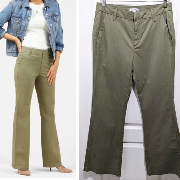 Outerknown Pants - Outerknown | Avery flared stretch trousers in Olive Green